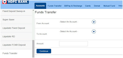 transfer between own accounts in HDFC 002