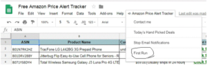 Amazon price alert tracker on Google sheets - Amarindaz
