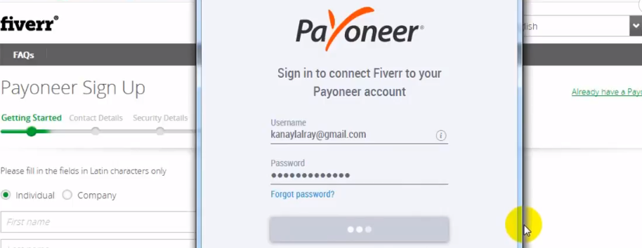 Payoneer linking Fiverr